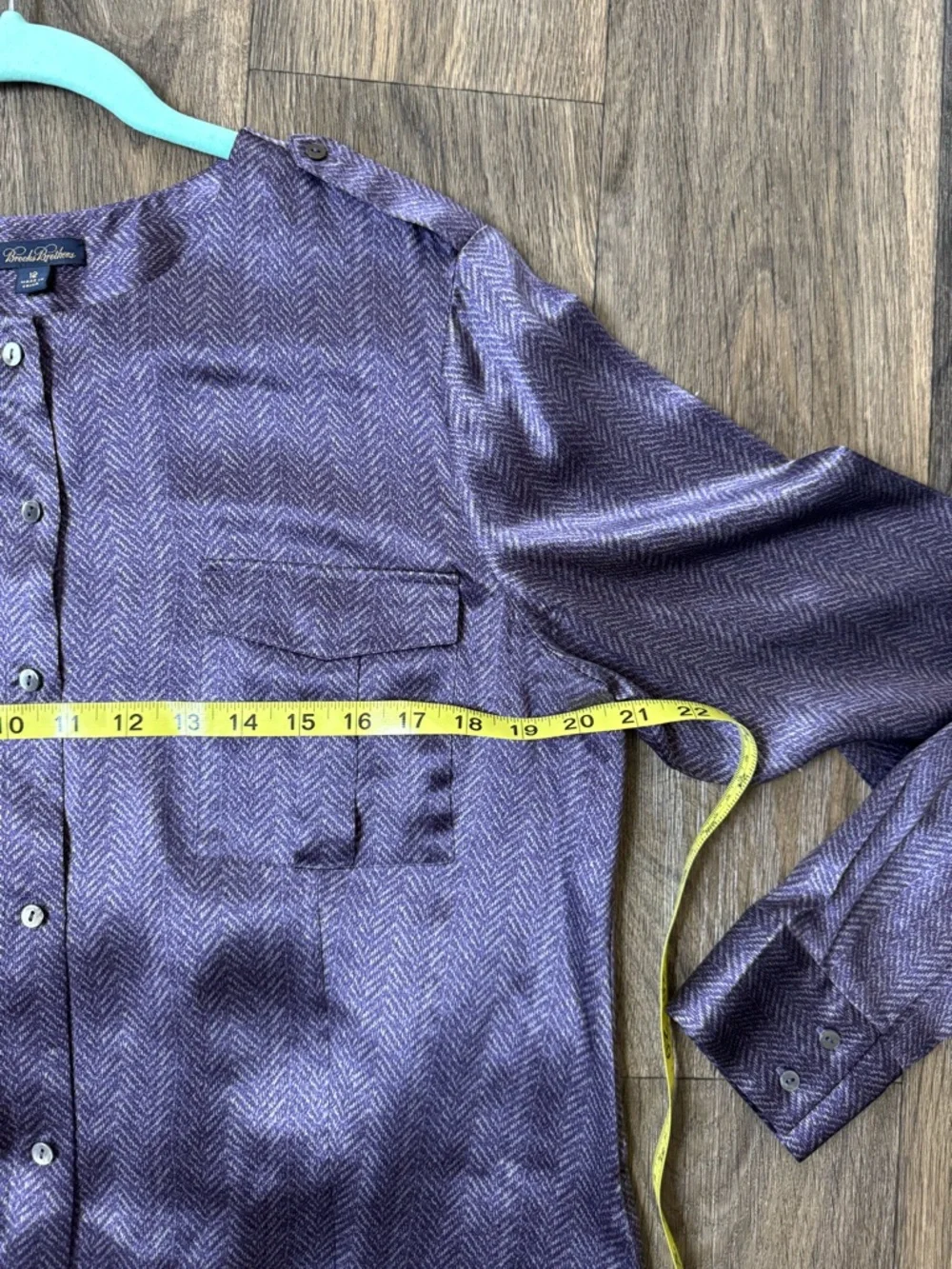 Brooks Brothers 100% Silk Lavender Herringbone Button Front Blouse